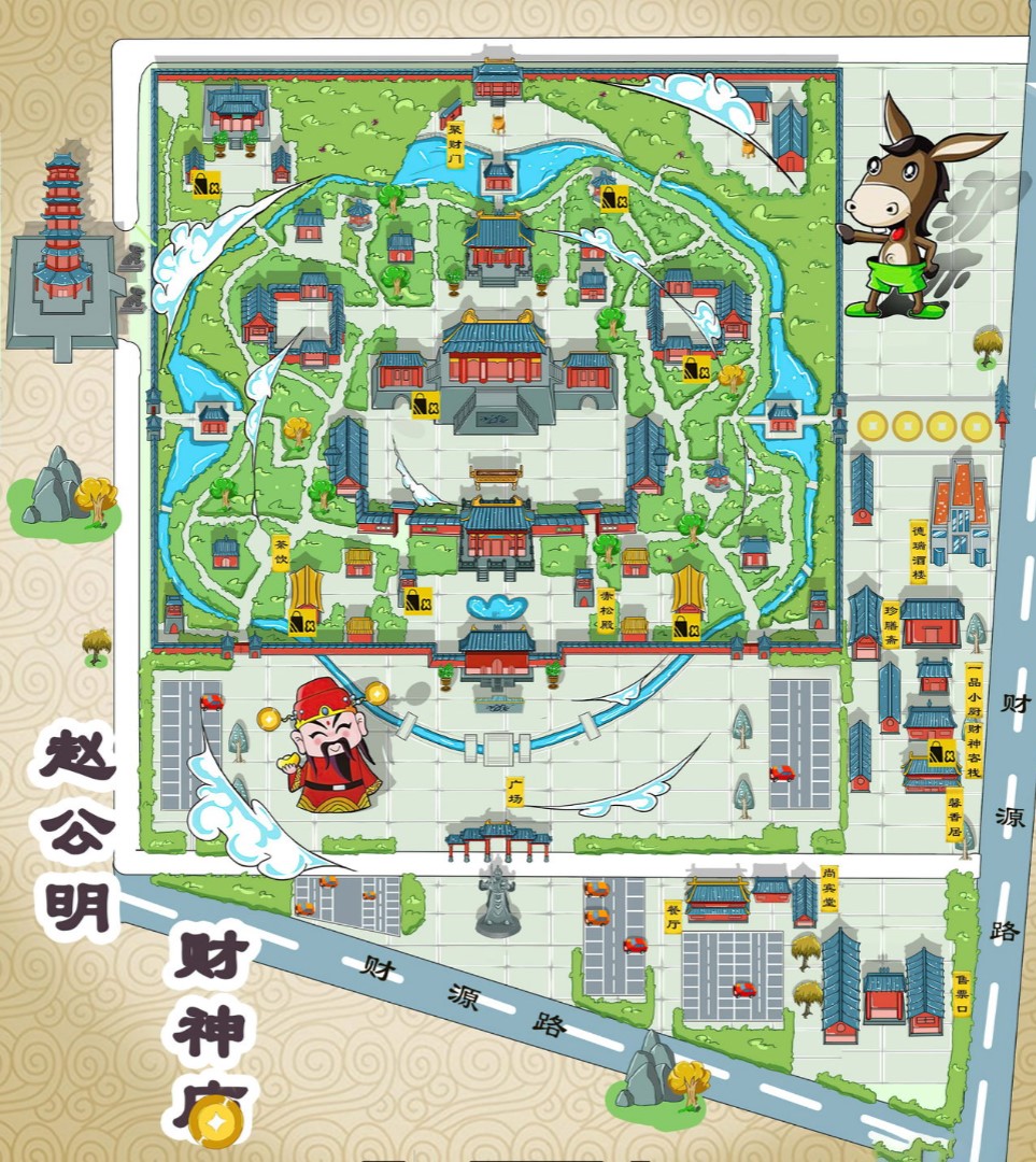 海城寺庙类手绘地图